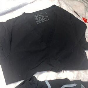 Figs Black V-Neck Medical Top